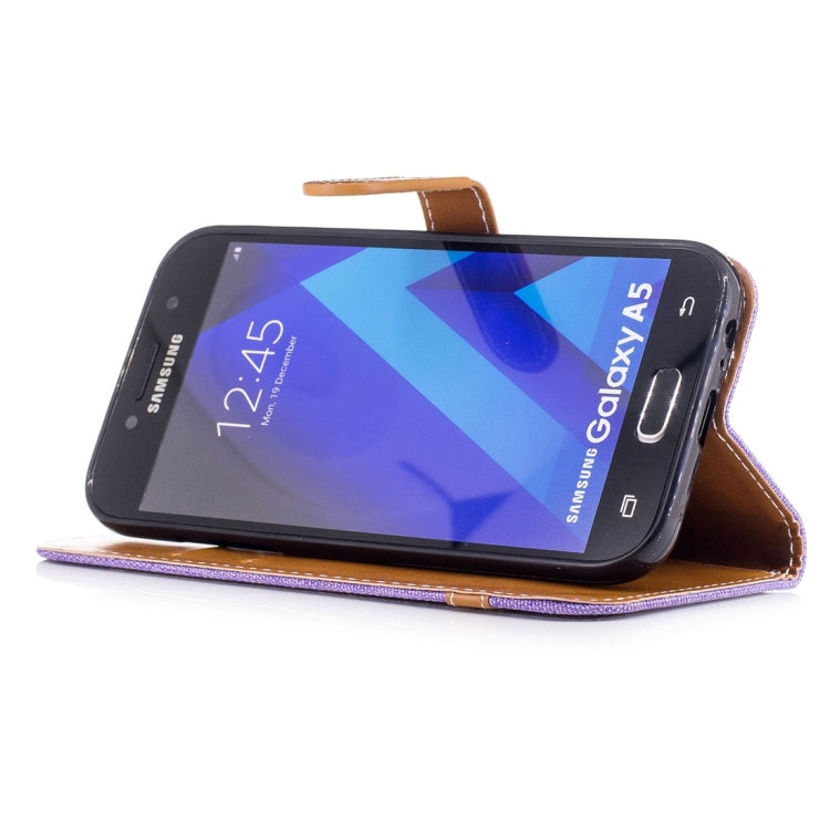 For Galaxy A5 (2017) Denim Texture Leather Case with Holder & Card Slots & Wallet & Lanyard