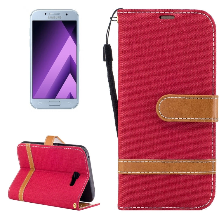 For Galaxy A5 (2017) Denim Texture Leather Case with Holder & Card Slots & Wallet & Lanyard