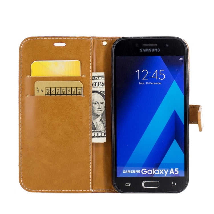 For Galaxy A5 (2017) Denim Texture Leather Case with Holder & Card Slots & Wallet & Lanyard