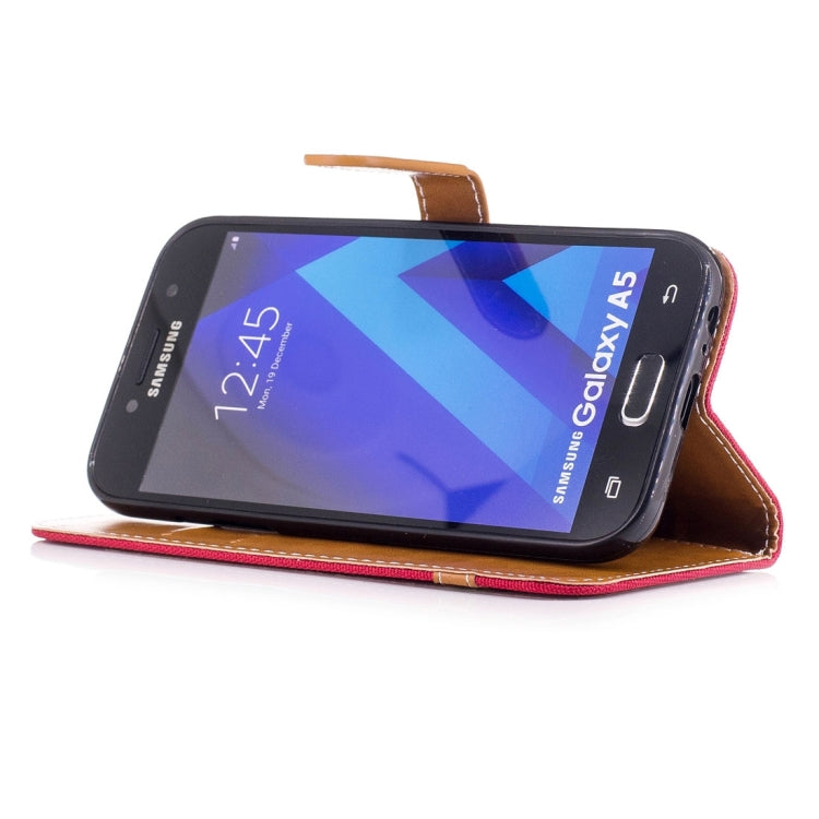 For Galaxy A5 (2017) Denim Texture Leather Case with Holder & Card Slots & Wallet & Lanyard