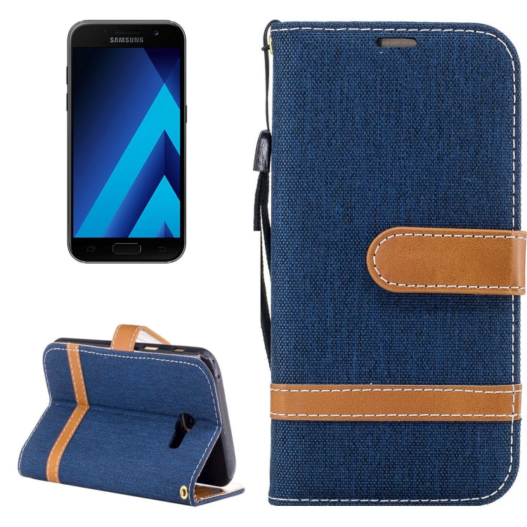 For Galaxy A3 (2017) Denim Texture Leather Case with Holder & Card Slots & Wallet & Lanyard