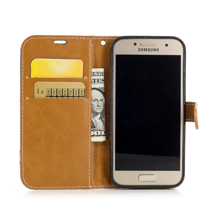 For Galaxy A3 (2017) Denim Texture Leather Case with Holder & Card Slots & Wallet & Lanyard