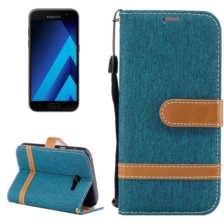 For Galaxy A3 (2017) Denim Texture Leather Case with Holder & Card Slots & Wallet & Lanyard