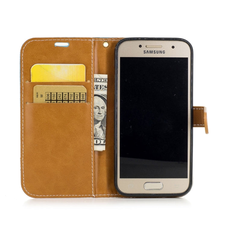 For Galaxy A3 (2017) Denim Texture Leather Case with Holder & Card Slots & Wallet & Lanyard