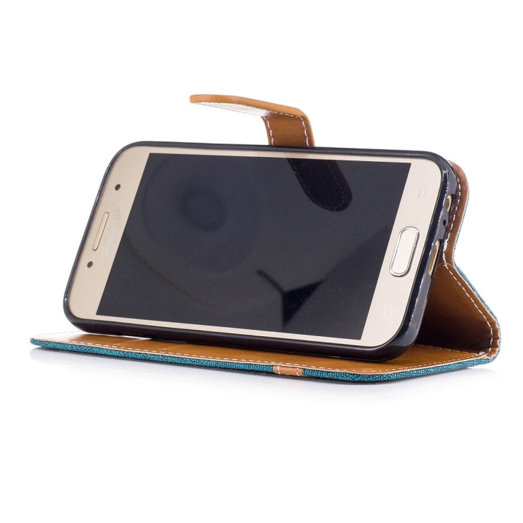 For Galaxy A3 (2017) Denim Texture Leather Case with Holder & Card Slots & Wallet & Lanyard