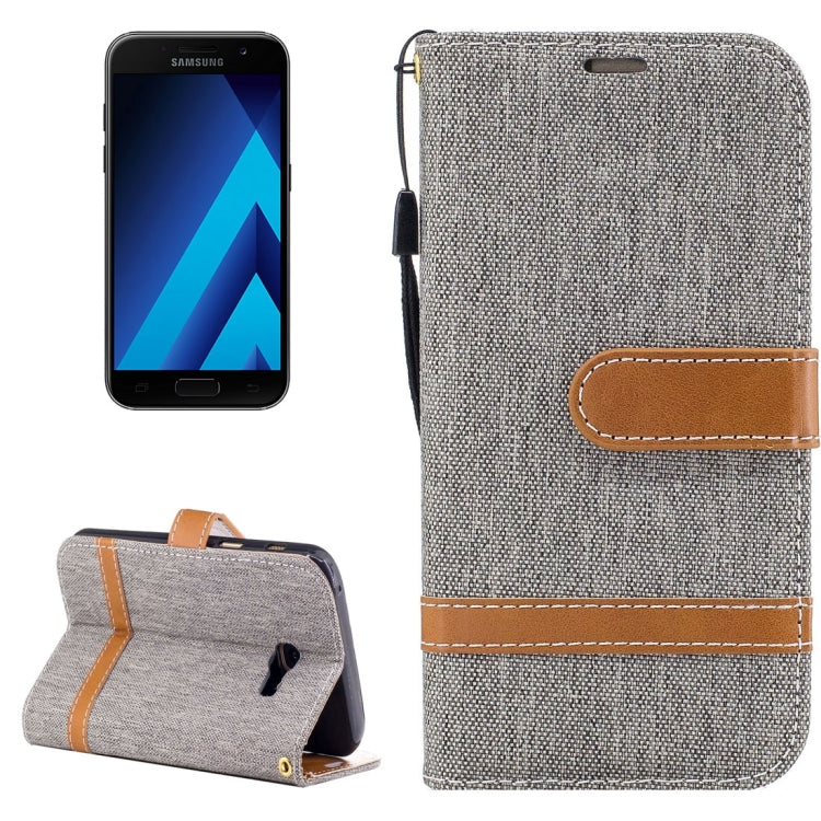 For Galaxy A3 (2017) Denim Texture Leather Case with Holder & Card Slots & Wallet & Lanyard