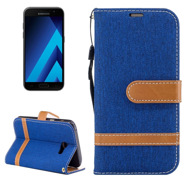 For Galaxy A3 (2017) Denim Texture Leather Case with Holder & Card Slots & Wallet & Lanyard