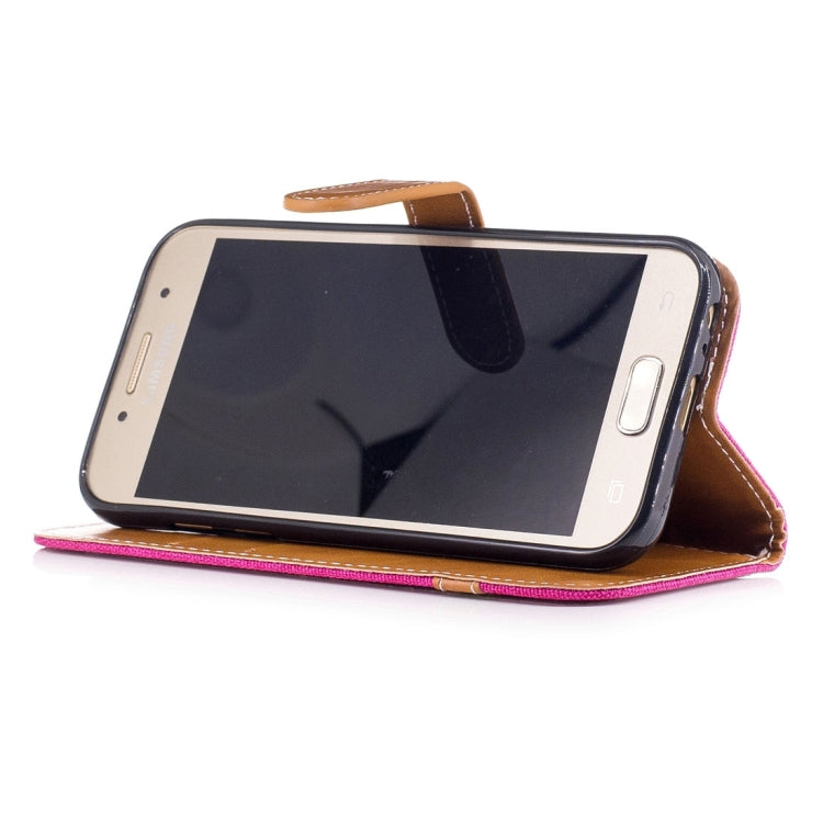 For Galaxy A3 (2017) Denim Texture Leather Case with Holder & Card Slots & Wallet & Lanyard