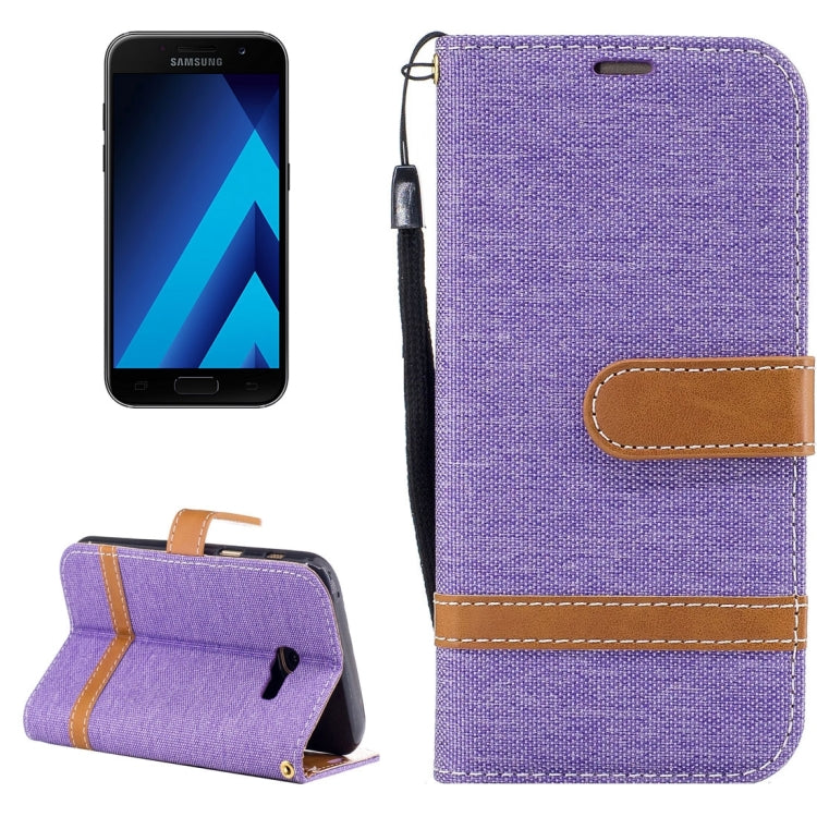 For Galaxy A3 (2017) Denim Texture Leather Case with Holder & Card Slots & Wallet & Lanyard