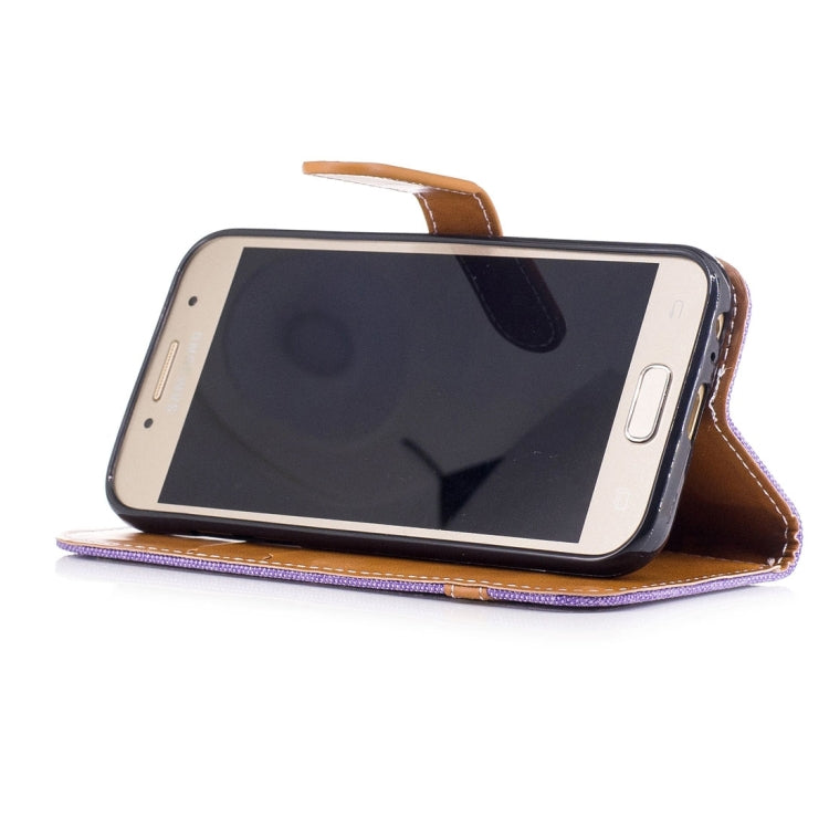 For Galaxy A3 (2017) Denim Texture Leather Case with Holder & Card Slots & Wallet & Lanyard