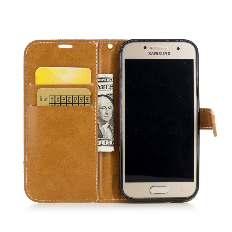 For Galaxy A3 (2017) Denim Texture Leather Case with Holder & Card Slots & Wallet & Lanyard