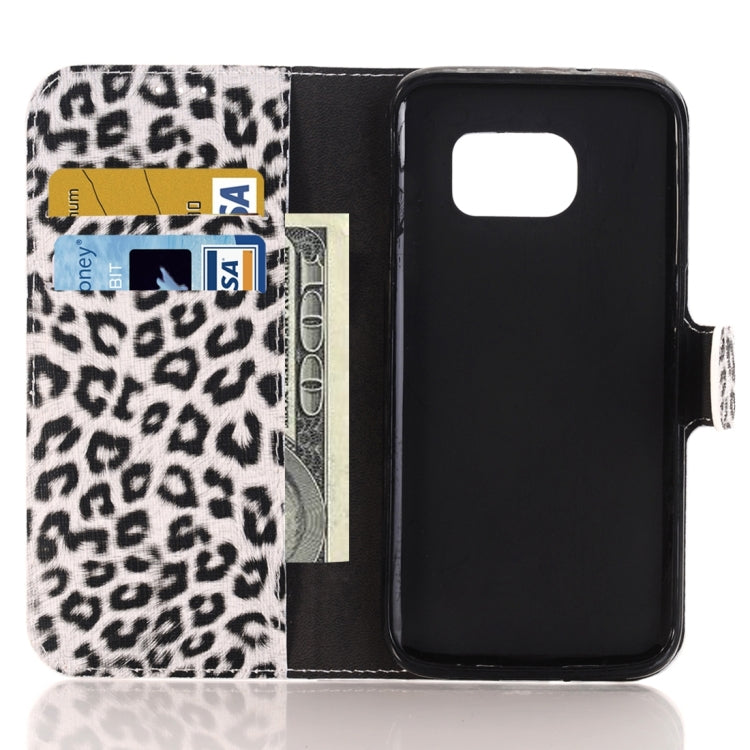 For Galaxy S7 Edge / G935 Leopard Pattern Horizontal Flip Leather Case with Holder & Card Slots & Wallet(White)