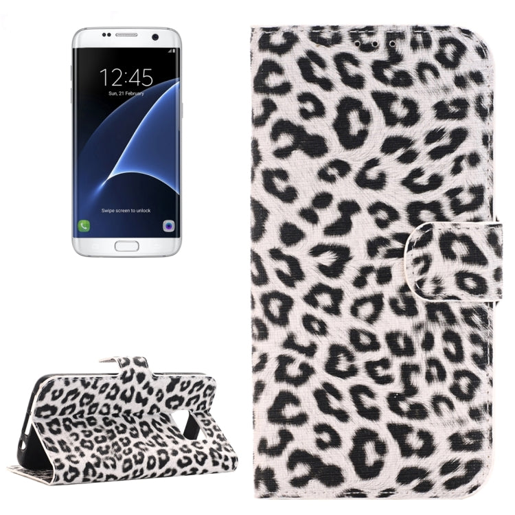 For Galaxy S7 Edge / G935 Leopard Pattern Horizontal Flip Leather Case with Holder & Card Slots & Wallet(White)