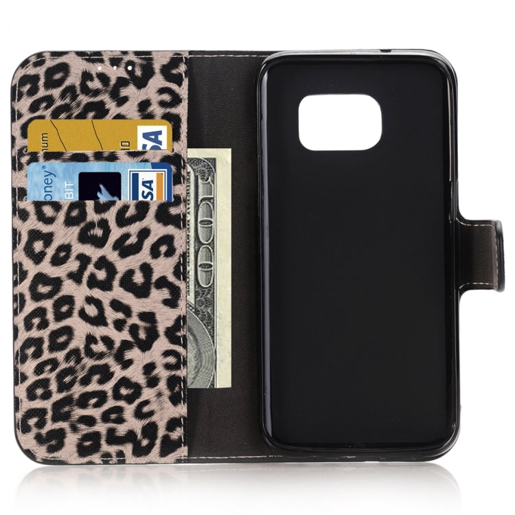 For Galaxy S7 / G930 Leopard Pattern Horizontal Flip Leather Case with Holder & Card Slots & Wallet(Brown)
