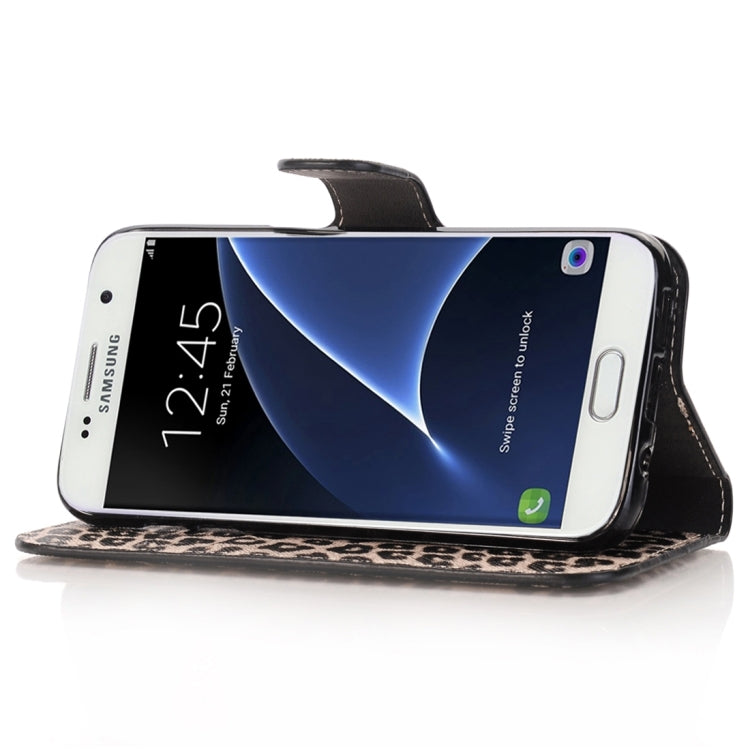 For Galaxy S7 / G930 Leopard Pattern Horizontal Flip Leather Case with Holder & Card Slots & Wallet(Brown)
