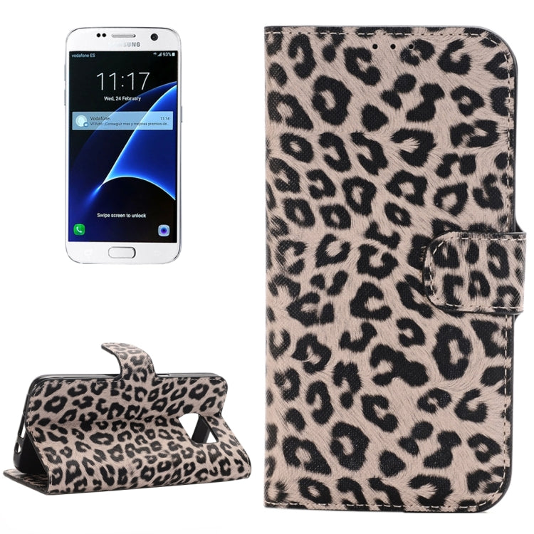 For Galaxy S7 / G930 Leopard Pattern Horizontal Flip Leather Case with Holder & Card Slots & Wallet(Brown)