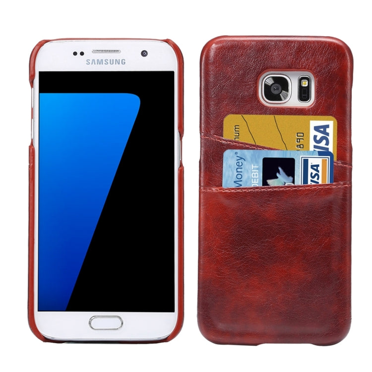 For Galaxy S7 / G930 Crazy Horse Texture PU Leather Back Cover Case with Card Slots