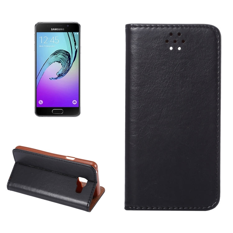 For Galaxy A3 (2016) / A3100 Crazy Horse Texture Magnetic Leather Case with Card Slot & Holder