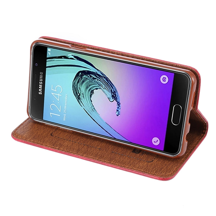 For Galaxy A3 (2016) / A3100 Crazy Horse Texture Magnetic Leather Case with Card Slot & Holder