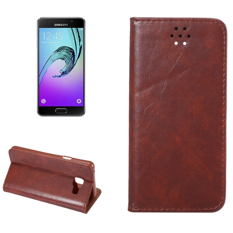For Galaxy A3 (2016) / A3100 Crazy Horse Texture Magnetic Leather Case with Card Slot & Holder