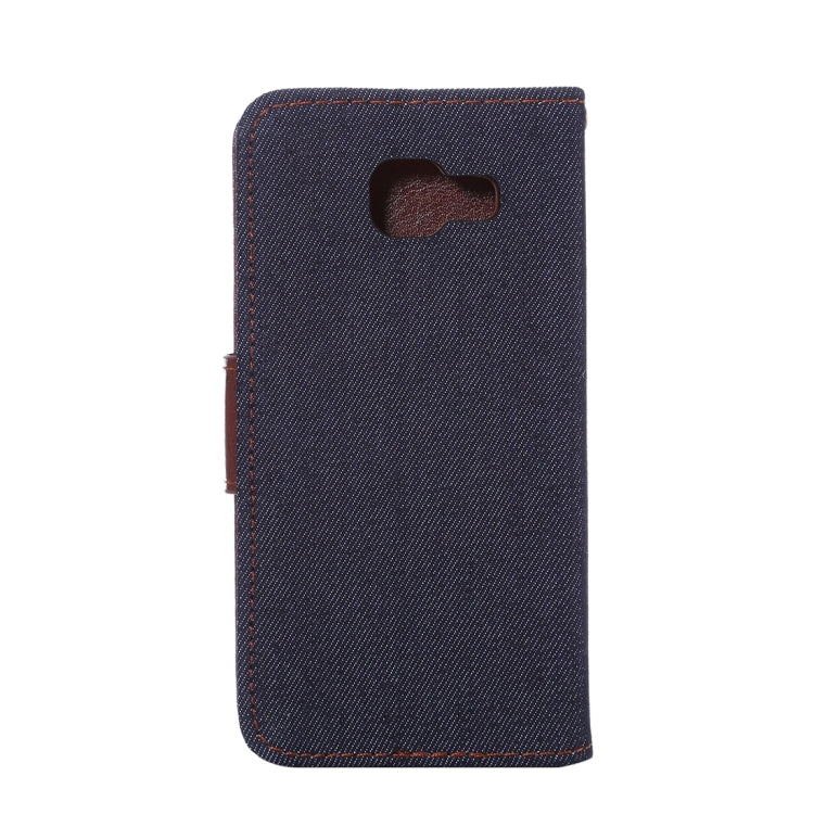 For Galaxy A3 (2016) / A3100 Denim Texture Leather Case with Magnetic Buckle & Card Slot & Holder