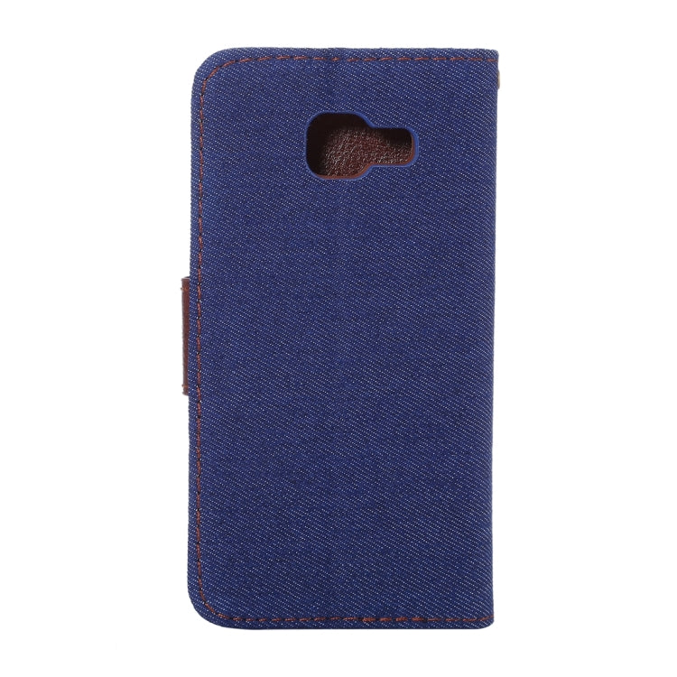 For Galaxy A3 (2016) / A3100 Denim Texture Leather Case with Magnetic Buckle & Card Slot & Holder