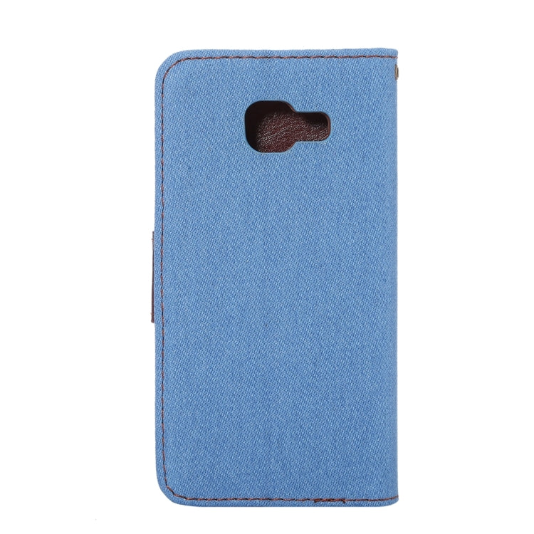 For Galaxy A3 (2016) / A3100 Denim Texture Leather Case with Magnetic Buckle & Card Slot & Holder