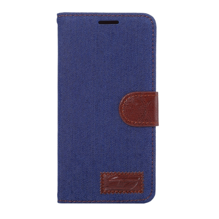 For Galaxy A7 (2016) / A7100 Denim Texture Leather Case with Magnetic Buckle & Card Slot & Holder