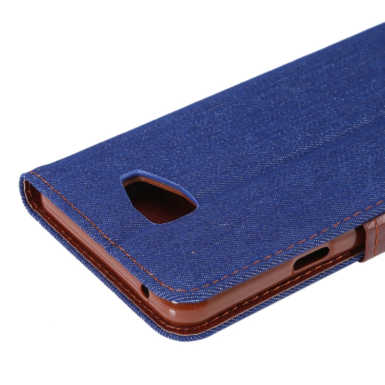 For Galaxy A7 (2016) / A7100 Denim Texture Leather Case with Magnetic Buckle & Card Slot & Holder