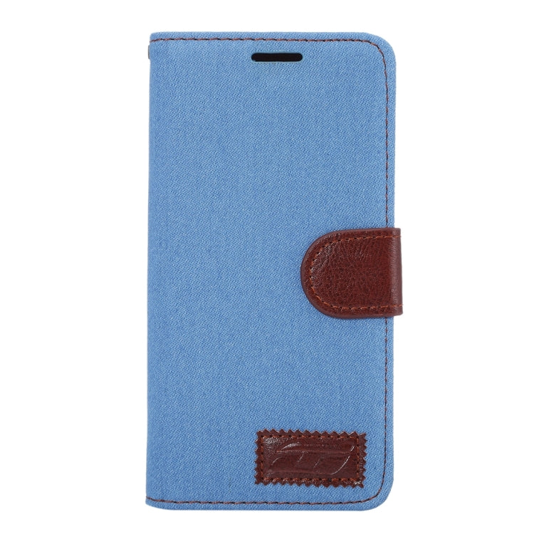 For Galaxy A7 (2016) / A7100 Denim Texture Leather Case with Magnetic Buckle & Card Slot & Holder