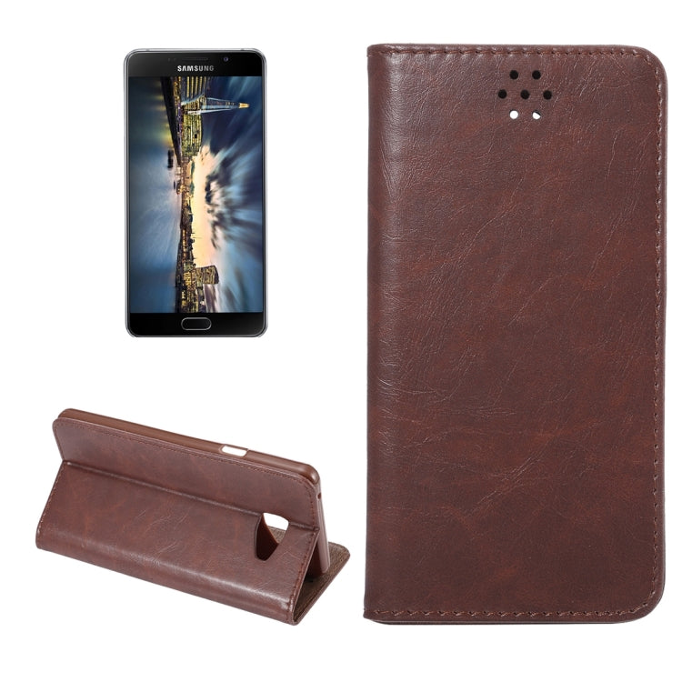 For Galaxy A7 (2016) / A7100 Crazy Horse Texture Magnetic Leather Case with Card Slot & Holder