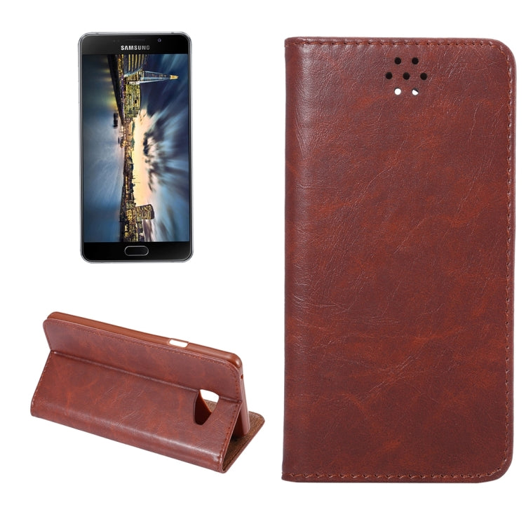 For Galaxy A7 (2016) / A7100 Crazy Horse Texture Magnetic Leather Case with Card Slot & Holder