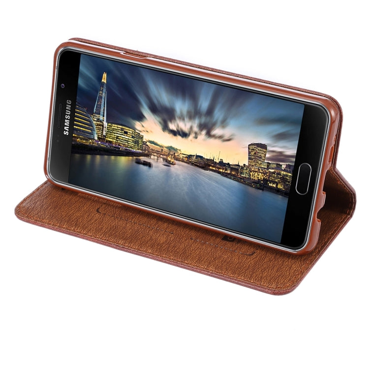 For Galaxy A7 (2016) / A7100 Crazy Horse Texture Magnetic Leather Case with Card Slot & Holder
