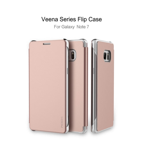 Rock Venna Series for Galaxy Note 7 / N930 Concise Style Horizontal Flip Leather Case(Rose Gold)