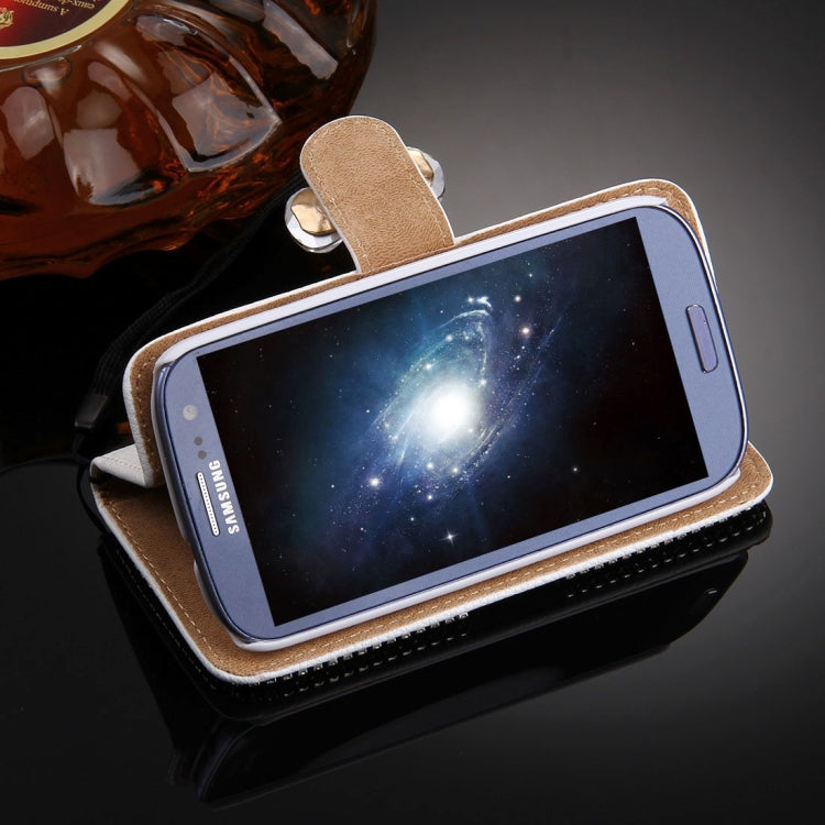 For Galaxy SIII / S3 Diamond Encrusted Bowknot Pattern Horizontal Flip Leather Case with Magnetic Buckle & Card Slots & Holder & Lanyard
