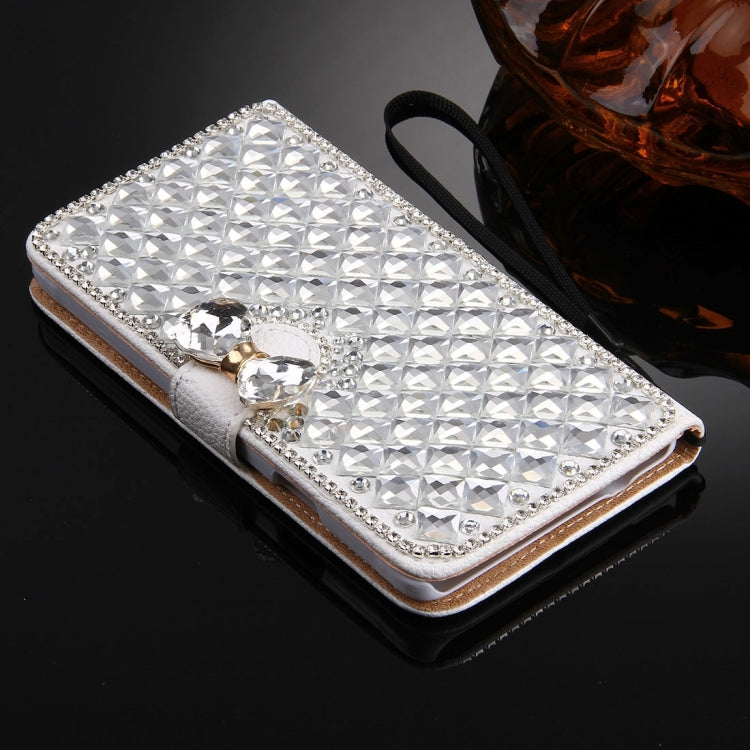 For Galaxy Note 4 / N910 Diamond Encrusted Bowknot Pattern Horizontal Flip Leather Case with Magnetic Buckle & Card Slots & Holder & Lanyard