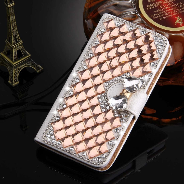 For Galaxy S5 / G900 Diamond Encrusted Bowknot Pattern Horizontal Flip Leather Case with Magnetic Buckle & Card Slots & Holder & Lanyard
