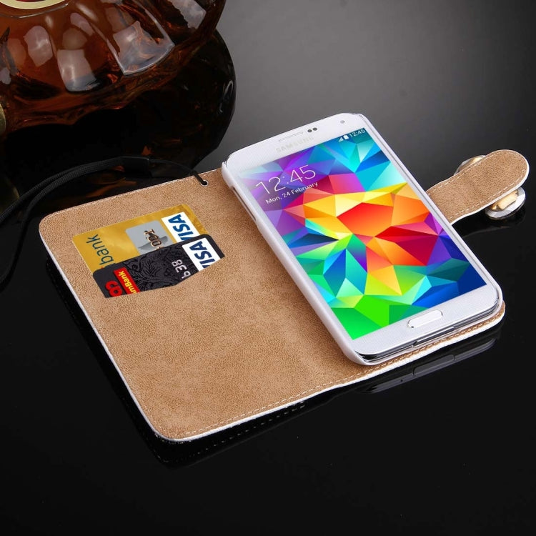 For Galaxy S5 / G900 Diamond Encrusted Bowknot Pattern Horizontal Flip Leather Case with Magnetic Buckle & Card Slots & Holder & Lanyard