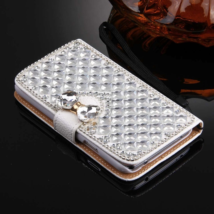 For Galaxy S5 / G900 Diamond Encrusted Bowknot Pattern Horizontal Flip Leather Case with Magnetic Buckle & Card Slots & Holder & Lanyard