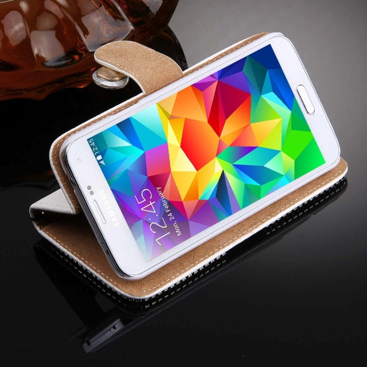For Galaxy S5 / G900 Diamond Encrusted Bowknot Pattern Horizontal Flip Leather Case with Magnetic Buckle & Card Slots & Holder & Lanyard
