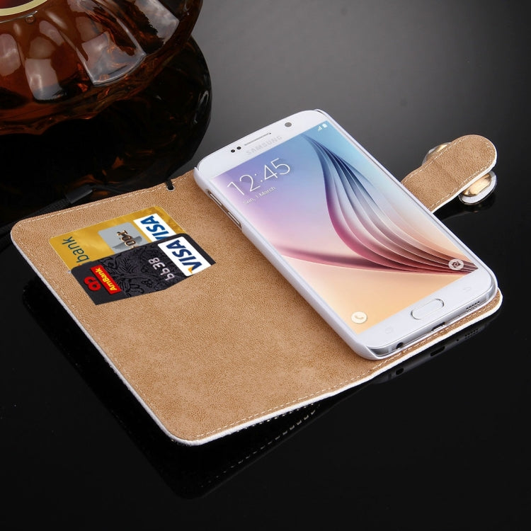 For Galaxy S6 / G920 Diamond Encrusted Bowknot Pattern Horizontal Flip Leather Case with Magnetic Buckle & Card Slots & Holder & Lanyard