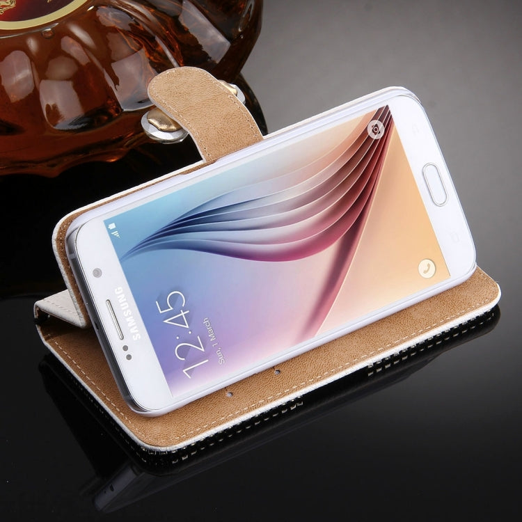 For Galaxy S6 / G920 Diamond Encrusted Bowknot Pattern Horizontal Flip Leather Case with Magnetic Buckle & Card Slots & Holder & Lanyard