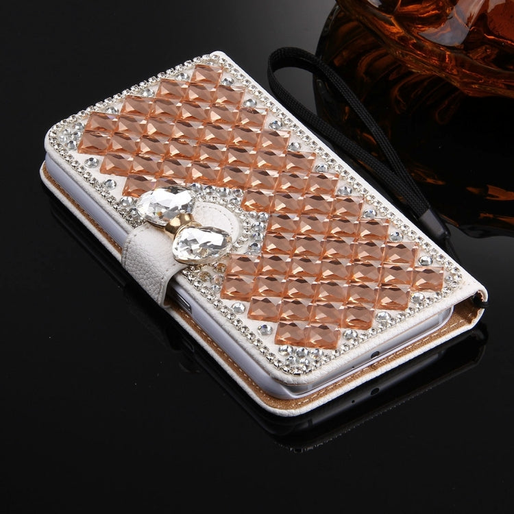 For Galaxy S7 / G930 Diamond Encrusted Bowknot Pattern Horizontal Flip Leather Case with Magnetic Buckle & Card Slots & Holder & Lanyard