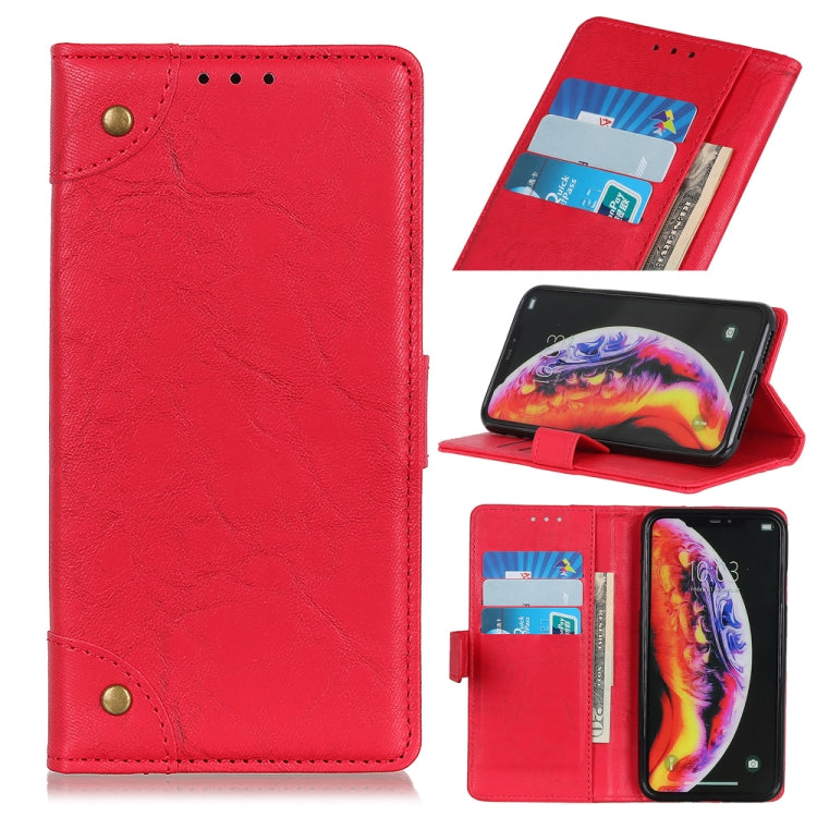 Copper Buckle Side-corner Fixed Retro Texture Horizontal Flip Leather Case For Galaxy A10 , With Holder & Three Cards