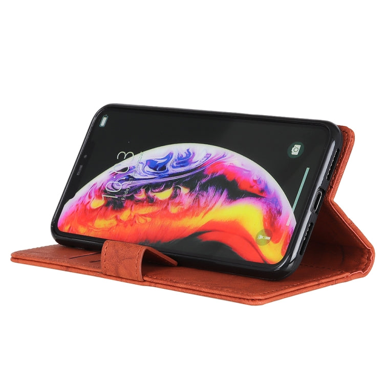 Copper Buckle Side-corner Fixed Retro Texture Horizontal Flip Leather Case For Galaxy A10 , With Holder & Three Cards