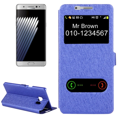 For Galaxy Note 7 / N930 Silk Texture Horizontal Flip Solid Color Leather Case with Call Display ID & Holder