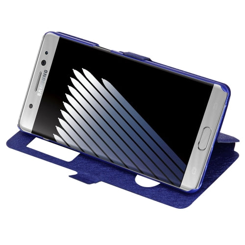 For Galaxy Note 7 / N930 Silk Texture Horizontal Flip Solid Color Leather Case with Call Display ID & Holder