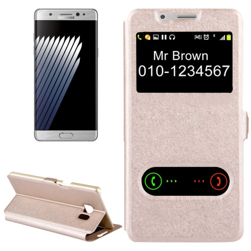 For Galaxy Note 7 / N930 Silk Texture Horizontal Flip Solid Color Leather Case with Call Display ID & Holder