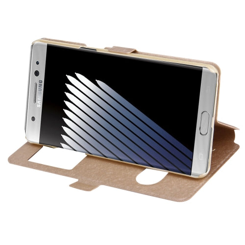 For Galaxy Note 7 / N930 Silk Texture Horizontal Flip Solid Color Leather Case with Call Display ID & Holder