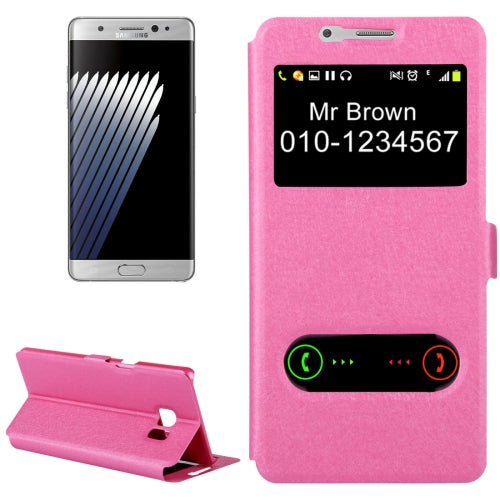 For Galaxy Note 7 / N930 Silk Texture Horizontal Flip Solid Color Leather Case with Call Display ID & Holder